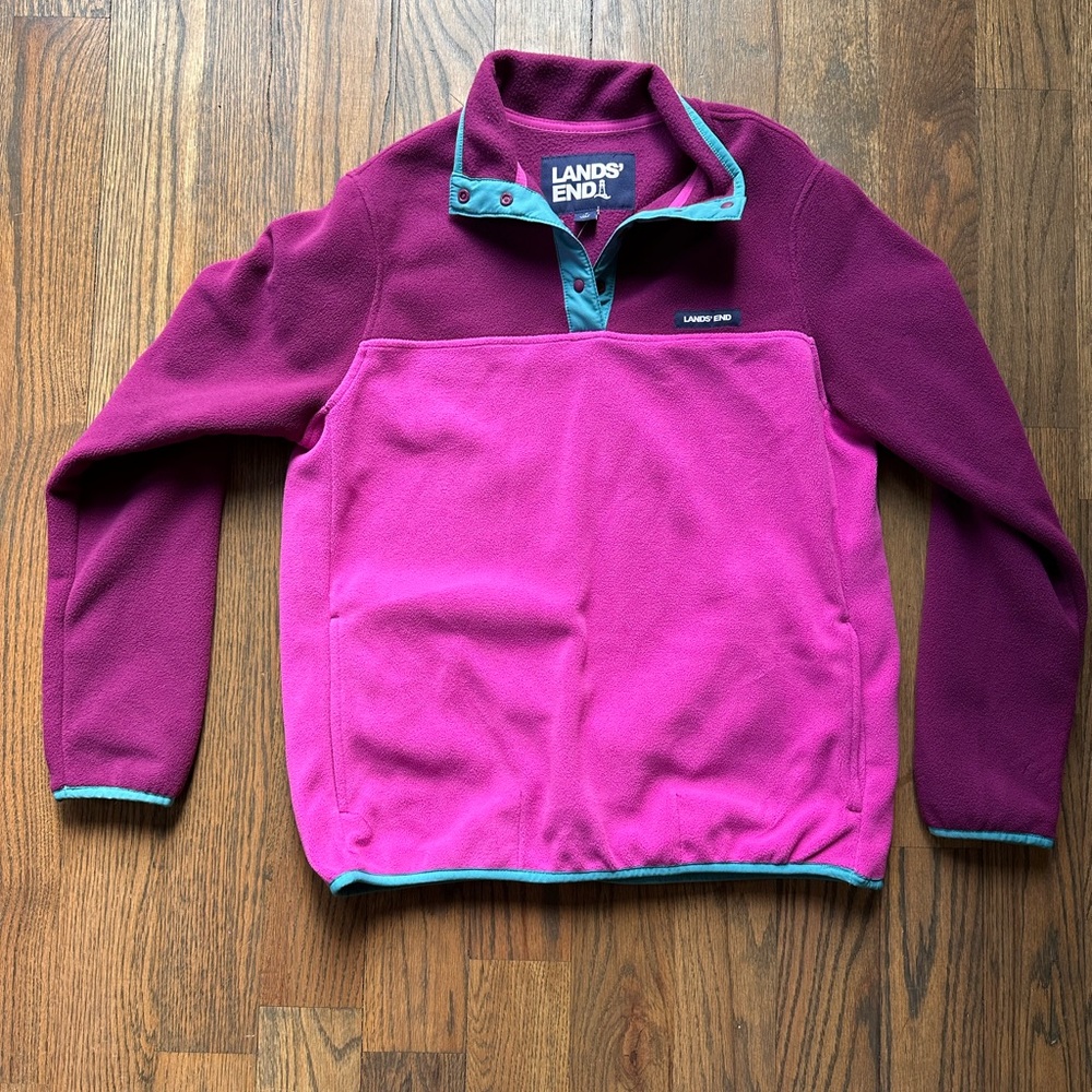 #LandsEnd Women's Heritage Fleece Snap Neck Pullover